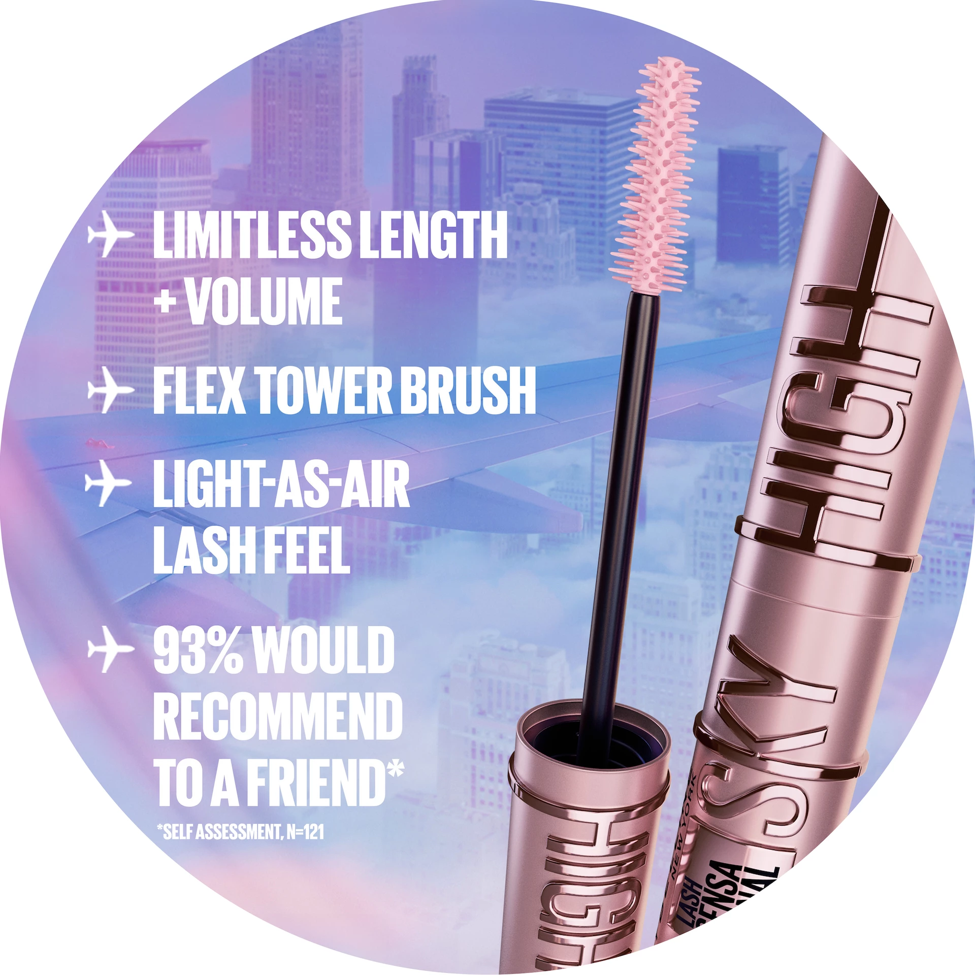 Lash Sensational Sky High Mosható Szempillaspirál Burgundy Haze - Maybelline