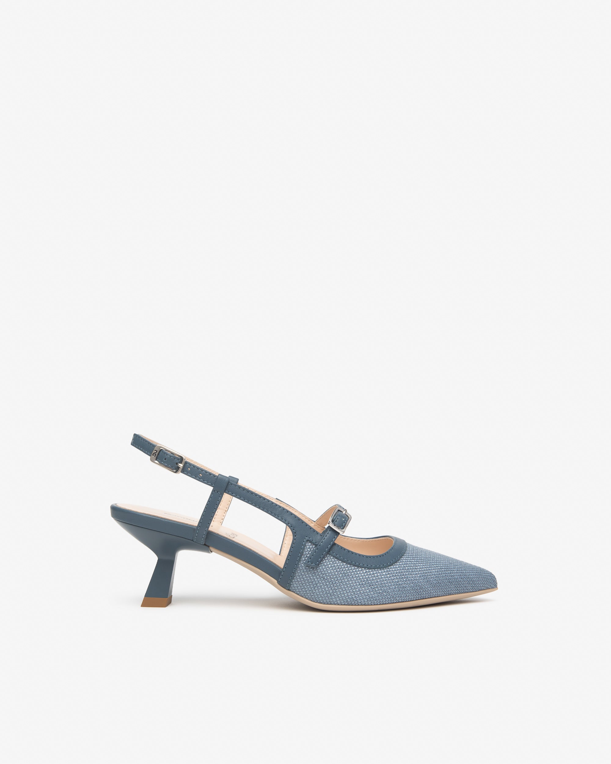 Damen-Slingback aus Leder und Stoff