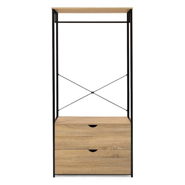 Armadio IDMARKET con 2 cassetti, larghezza 80 cm, design industriale DETROIT