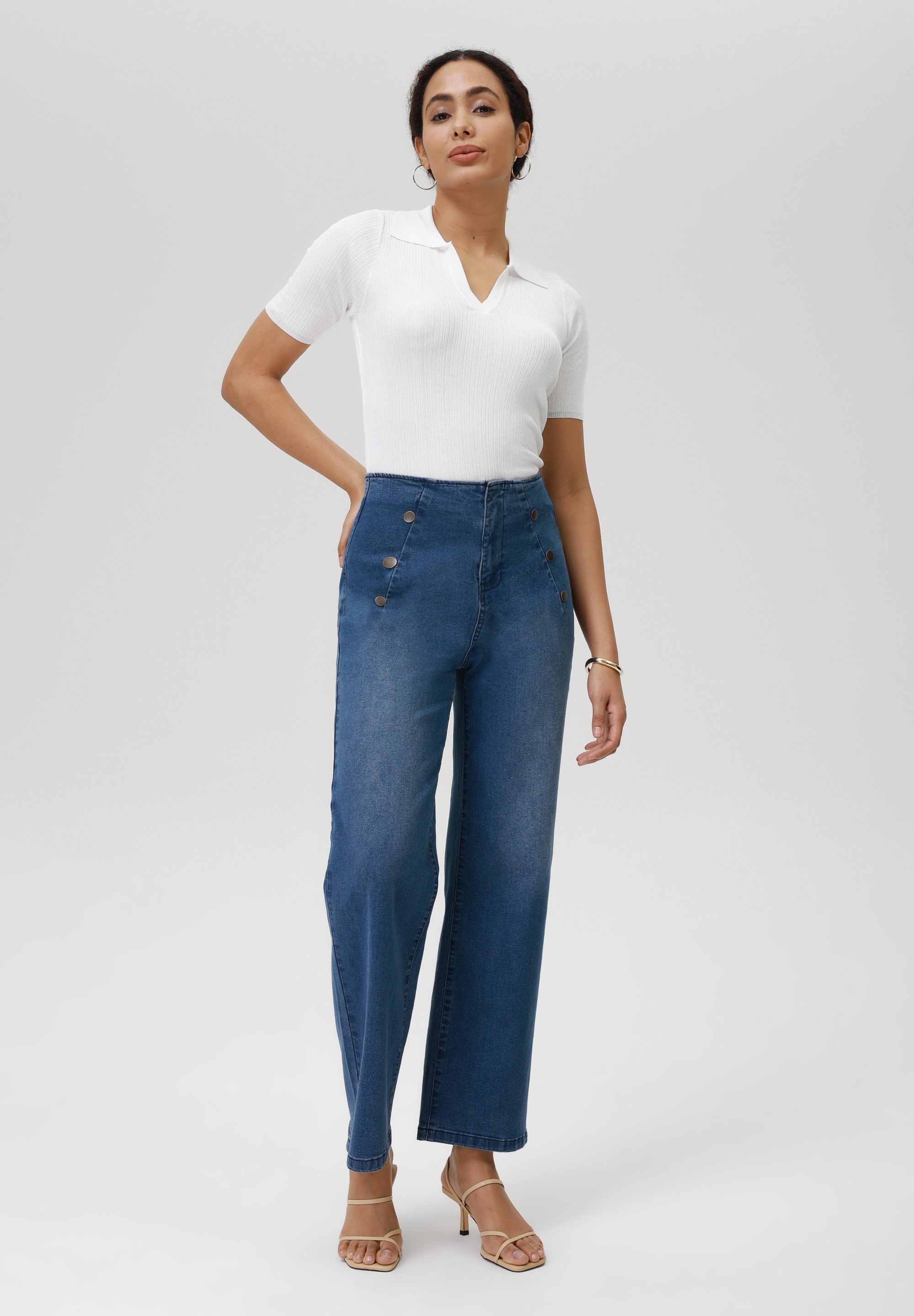 Anna Field jeans met rechte pijpen - middenblauwe wassing