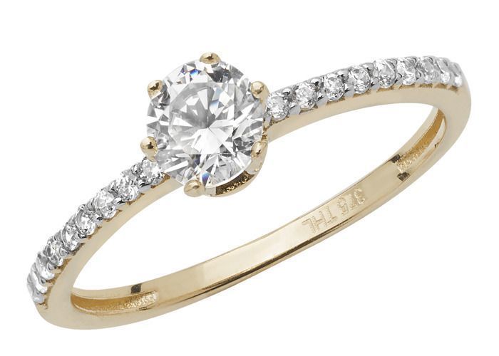 Women's Solitaire Engagement Ring in 375/1000 Gold with Cultured Cubic Zirconia 37838