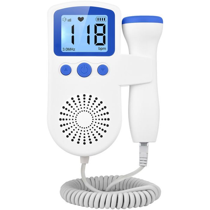Moniteur Doppler fœtal portable avec sonde 3.0MHz, suivi de fréquence cardiaque fœtale dès 16 semaines, réduction du bruit