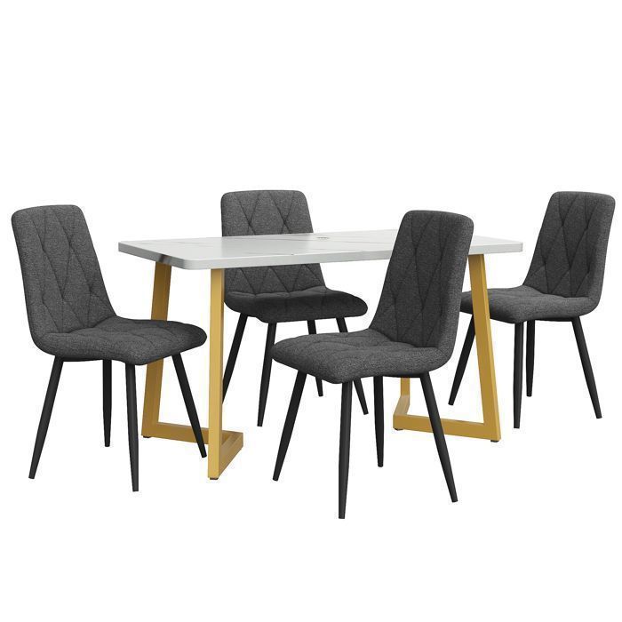 Set da pranzo con piano rinforzato (tavolo da pranzo 117×68 cm con 4 sedie), tavolo da pranzo rettangolare