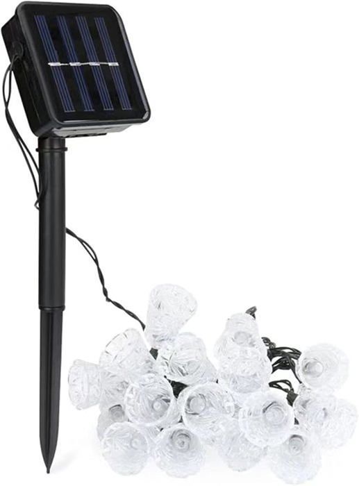 Guirnalda de luces solares para exteriores, 6,4 metros, 30 LED, luces navideñas, luz blanca cálida