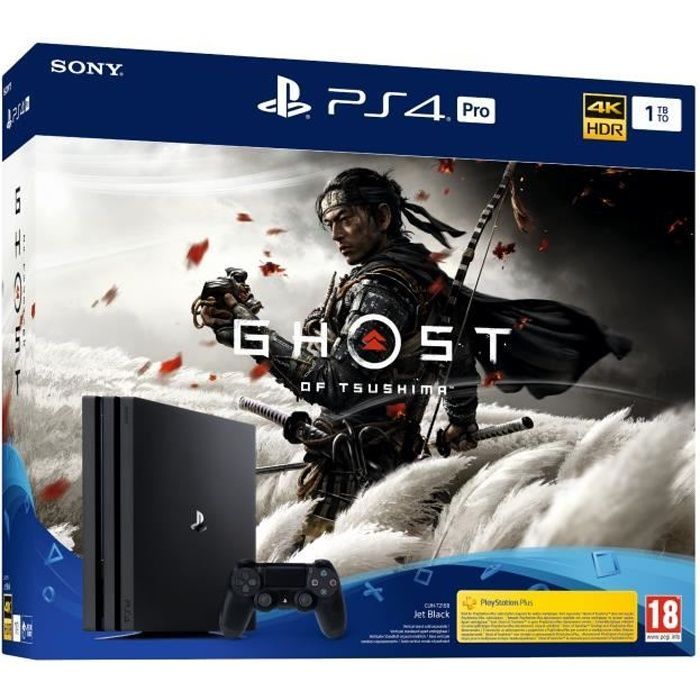 Console PS4 Pro de 1 TB Preto/Preto Jato + Ghost of Tsushima
