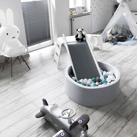 Ball Pit - Angelove - Round - 90x30cm - 200 Balls - Light Grey/Mint/White
