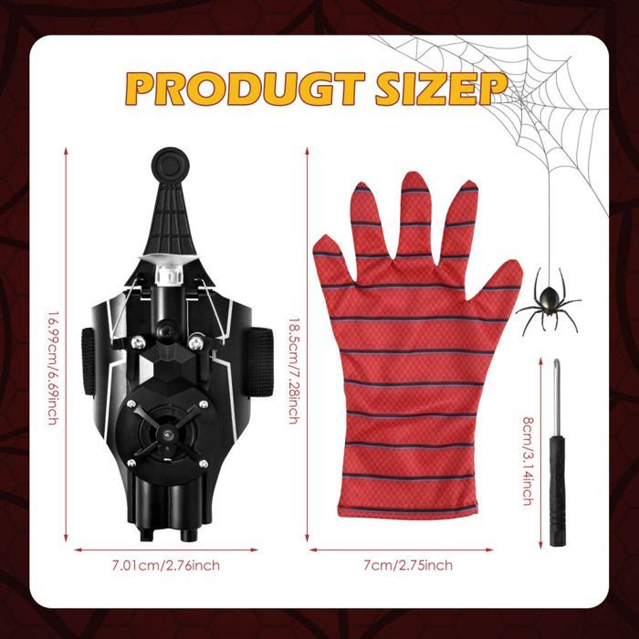 Tireur de Toile d'araignée, Spider Web Shooter Con Launcher Glove, Gant de Lancement pour Enfants, Effet Lumineux, Spider Web