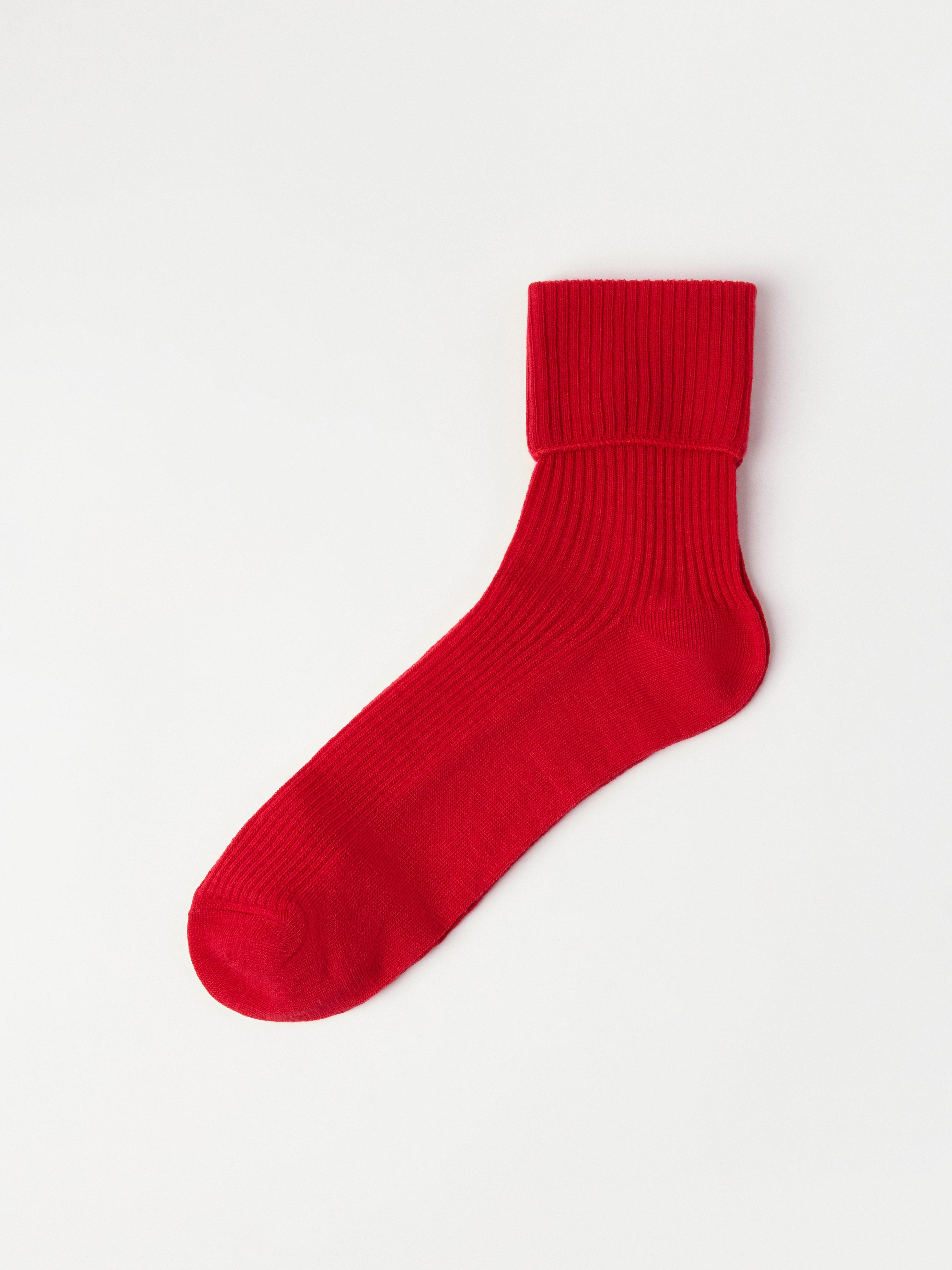 Calcetines de lana merino acanalados rojos