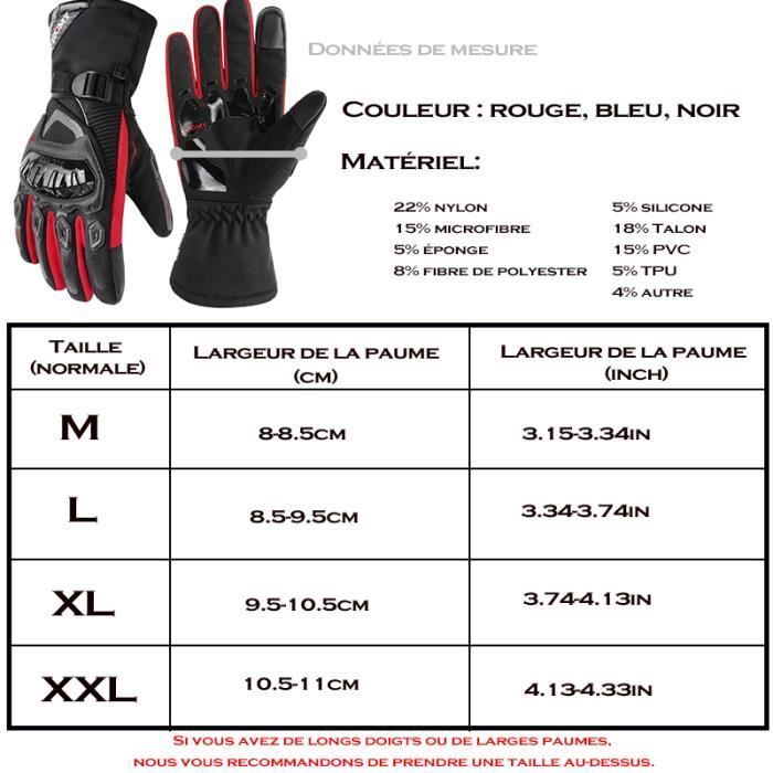 Guantes de moto, impermeables, resistentes al viento, cálidos, compatibles con pantallas táctiles, para mujer; guantes de moto de invierno para hombre, ideales para deportes al aire libre - Rojo