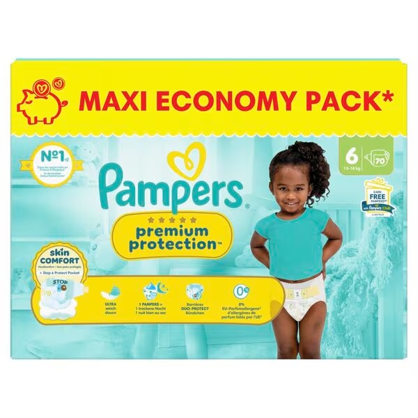 „Pampers Premium Protection“ 6 dydžio sauskelnės<br>6 dydis (13–18 kg), 70 vnt.