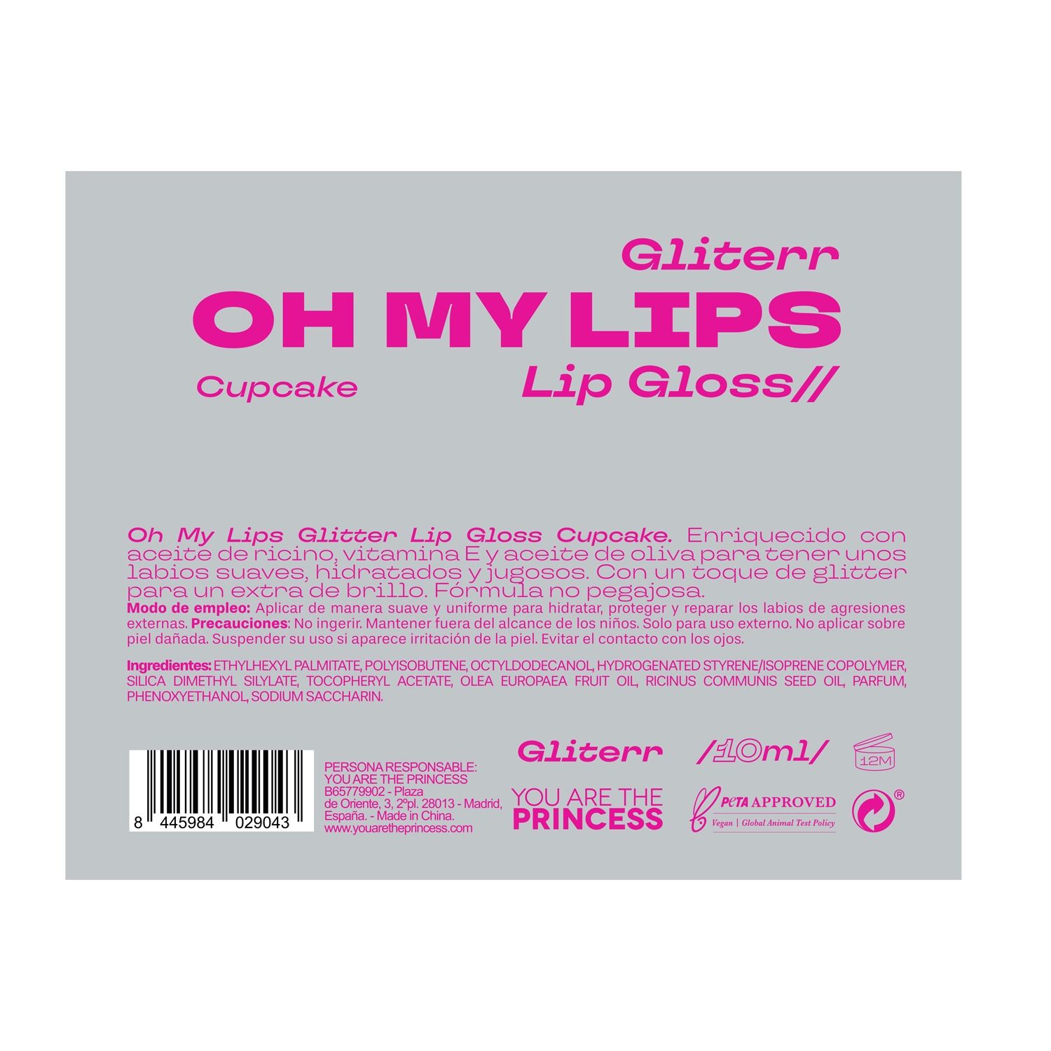 Oh My Lips Glitter Lip Glitter Lip Gloss Cupcake Sjajilo za usne i sjajilo