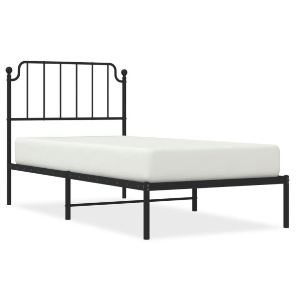 Łóżko Metalowe Rama Łóżka Ze Stelażem Do Pokoju Sypialni Czarna 90x200 cm