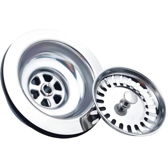 Sink drain without overflow, full basket, stainless steel, ø 110 mm 1½