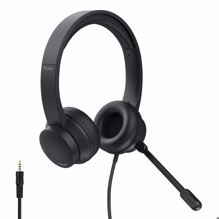 Auriculares con cable Trust Roha II para PC: micrófono con cancelación de ruido, sonido estéreo nítido, comodidad para el día a día, llamadas y videoconferencias.