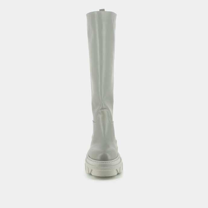 Bottes à semelles crantées  en cuir gris