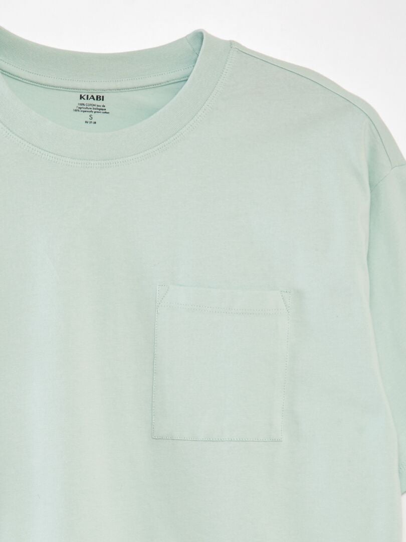 Camiseta lisa e folgada - azul
