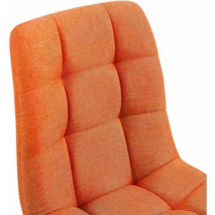 Cadeira de jantar x1 com costura quadrada decorativa em tecido laranja e metal preto 10_0002143