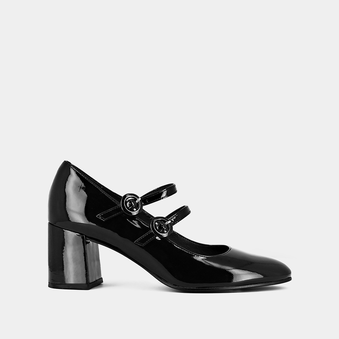 Babies à talons  en vernis noir
