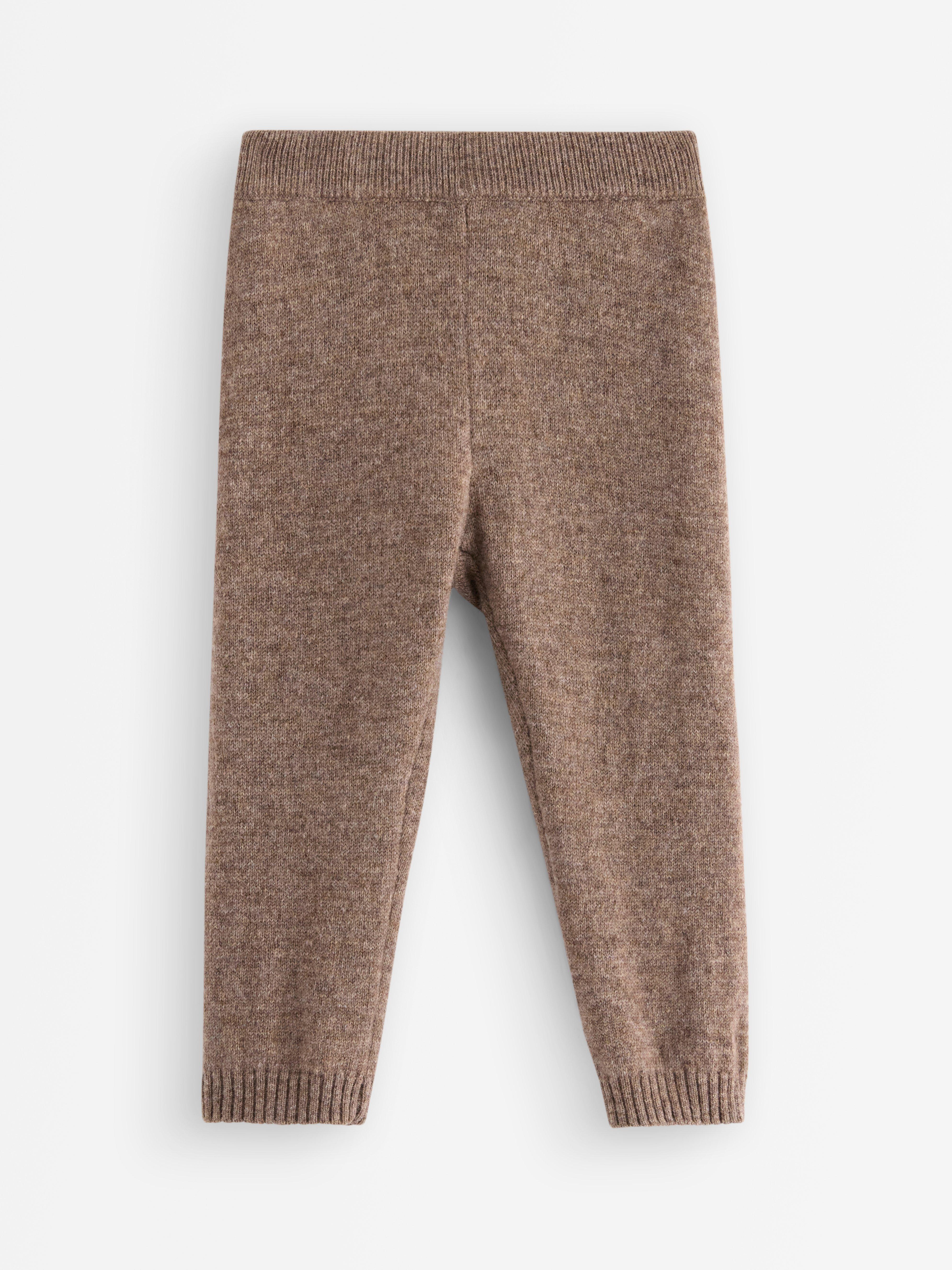 Leggings i merinoull Brown melange