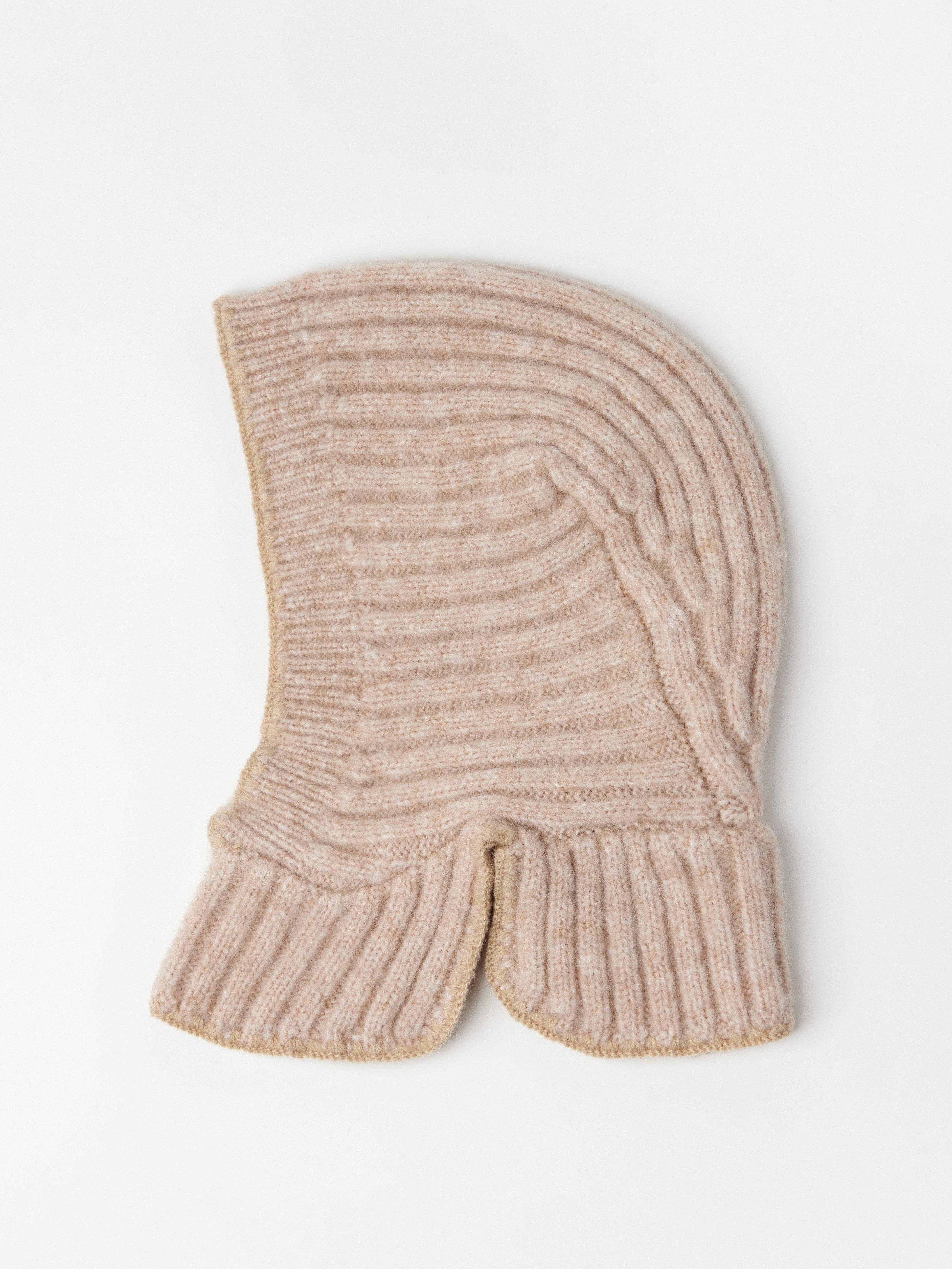 Balaclava em mistura de lã bege mesclada
