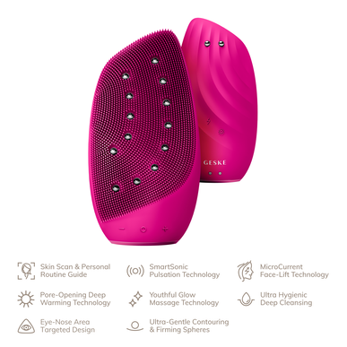 Geske 8-in-1 kasvojenpuhdistusharja, magenta, 1 kpl.