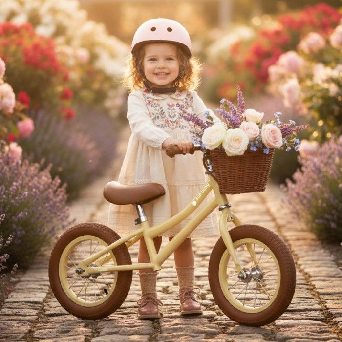 Sun Baby - Classic Balance Bike - 2 Years, max. 30 kg, steel frame, inflatable colored wheels, adjustable saddle - Yellow