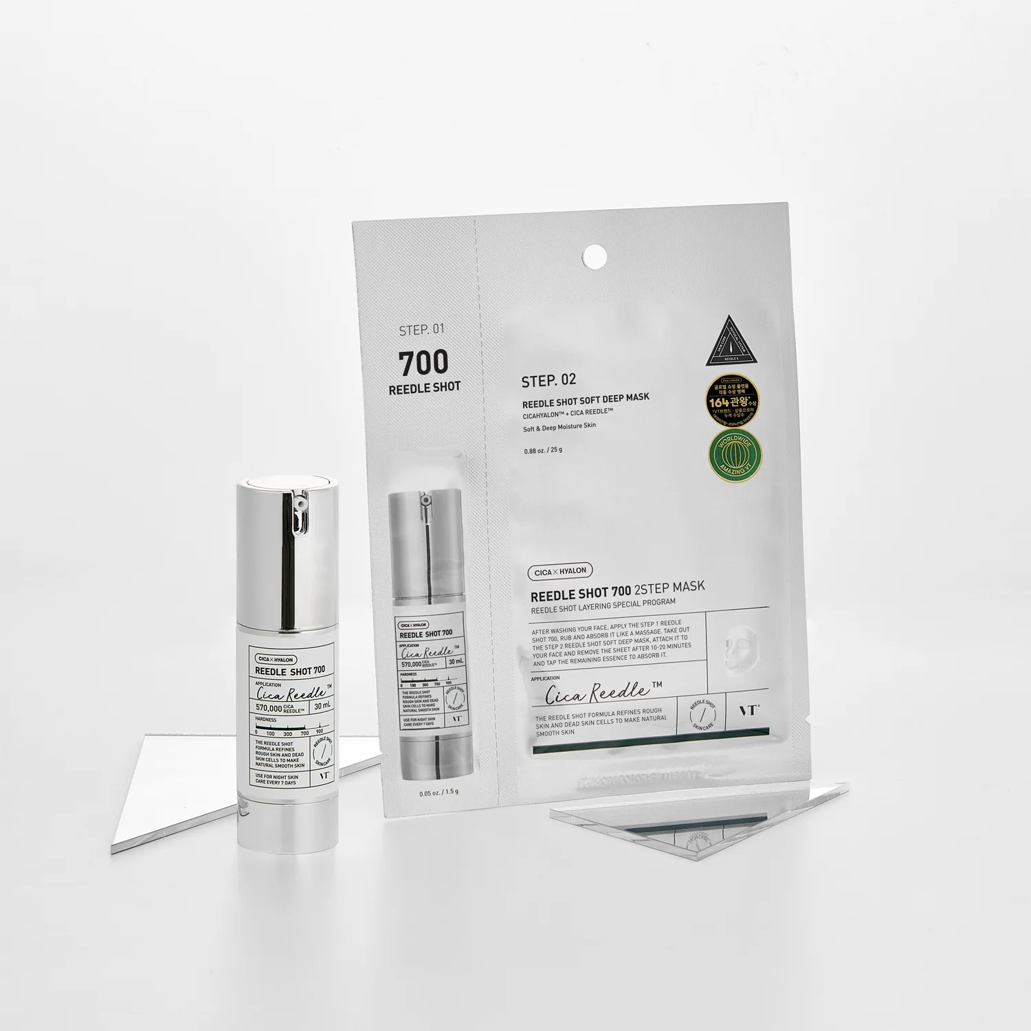 Viso REEDLE SHOT 700 2-STEP MASK - Cofanetto Antimperfezioni, Cofanetto Antirughe, Maschera Anti-età viso, Siero viso antimperfezioni, Trattamento Rigenerante