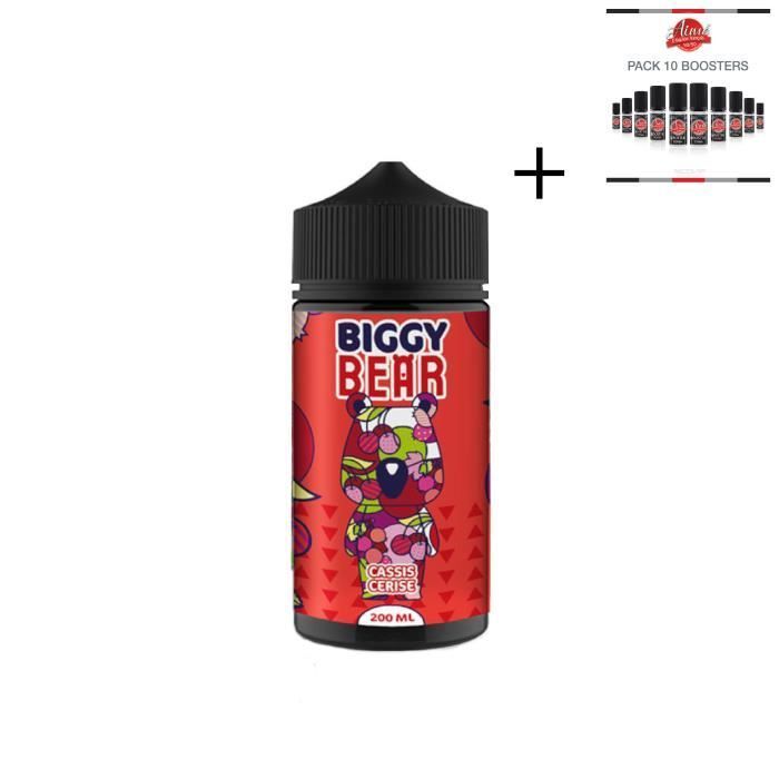 E-liquide Biggy Bear Cassis Cerise 200ml-0mg + 10 bosster de nicotine