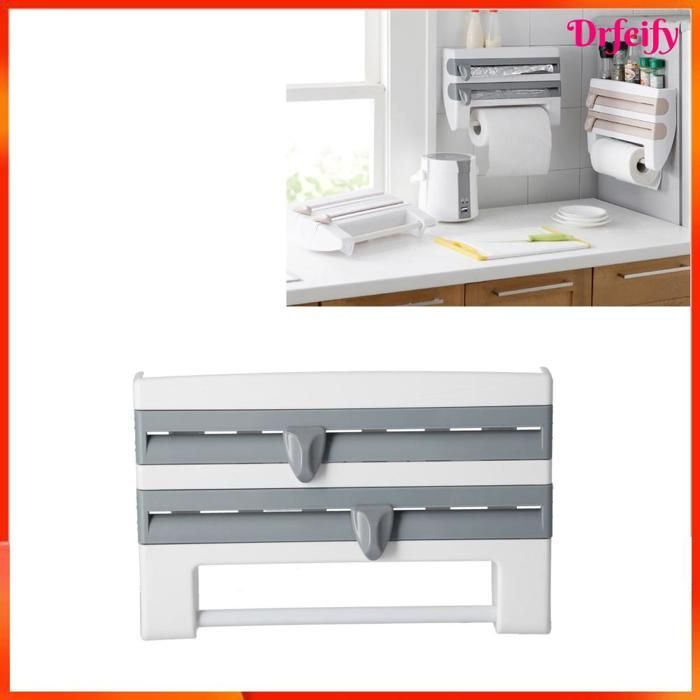 Support de film étirable - AKOZON - Support mural multi-usage - ABS - 2 cutters - Pour rouleaux