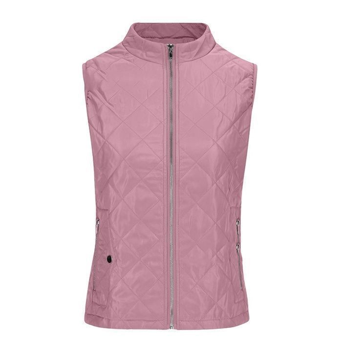 Gilet Sans Manches Femme - Zippé Veste Hiver Gilet-Doudoune Léger Hiver/Automne - Pour Voyage/Travail-Rose