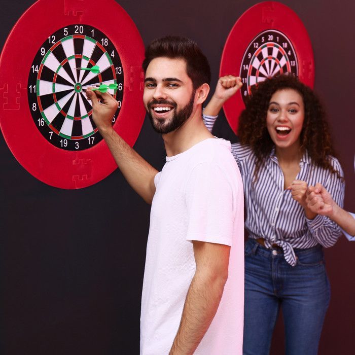 Relaxdays R7 beschermrand, doelring voor toernooidartbord, 45 cm, Ø 72 cm, rood