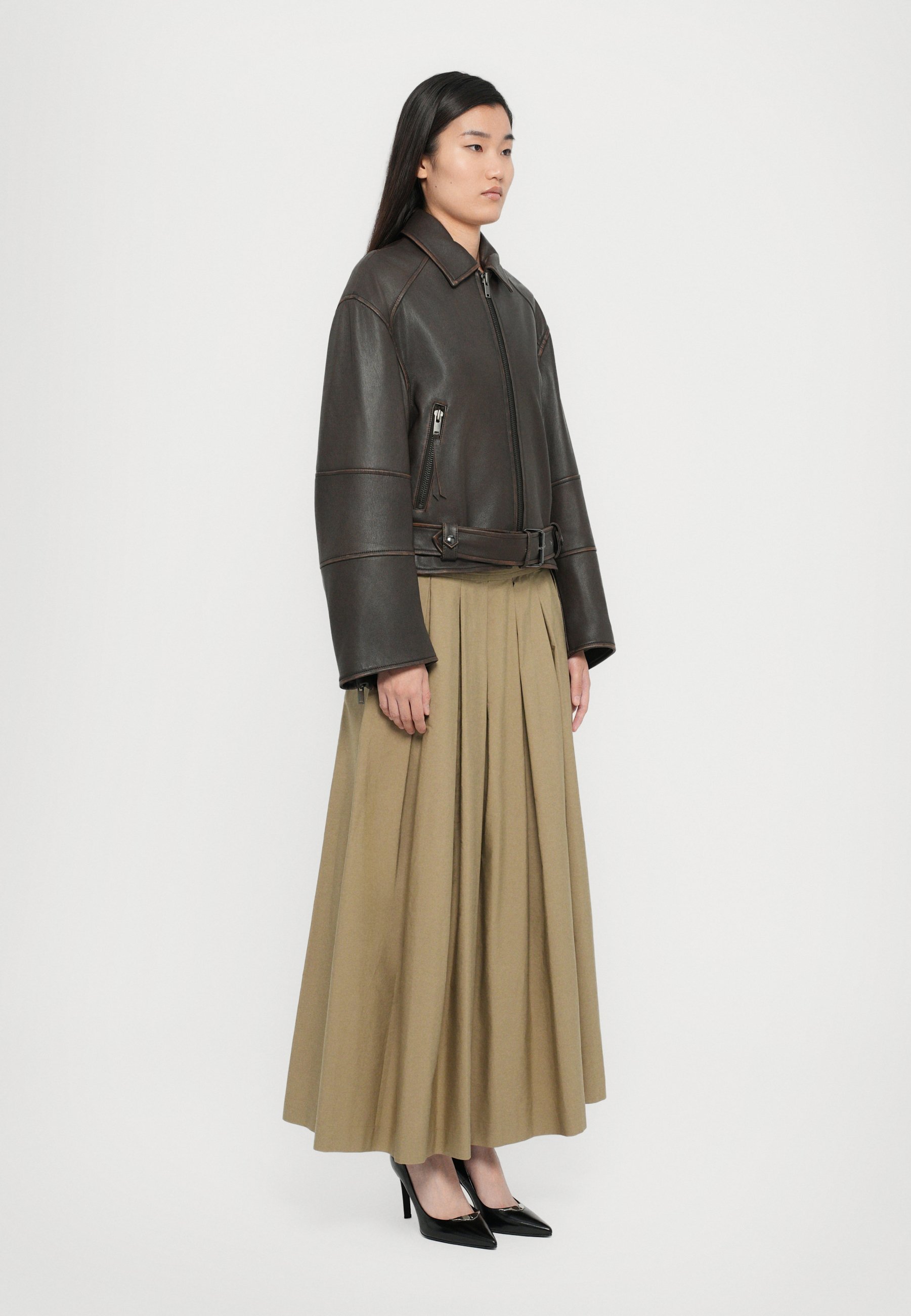 WEEKEND MaxMara EGIZIO - Leren jas - donkerbruin