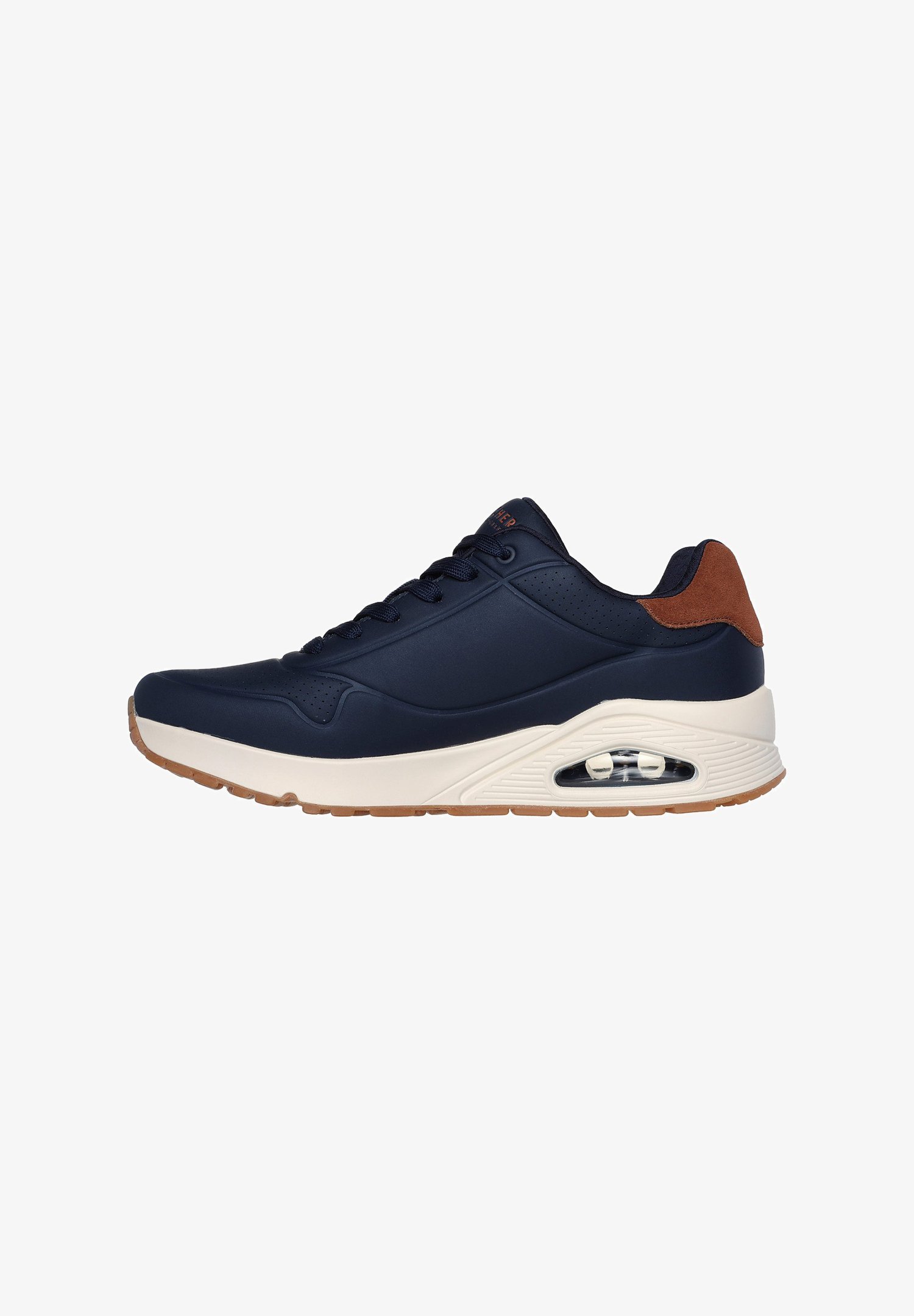 Skechers UNO - Sneakers - marineblauw durabuck / kastanjebruin suède / mesh afwerking