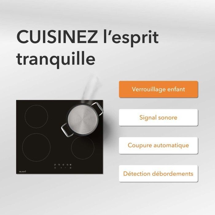 BELDEKO - 4-Burner Ceramic Hob, 6000W, 4-Burner Ceramic Hob, Ceramic Cooktop, Multi-Zone Timer