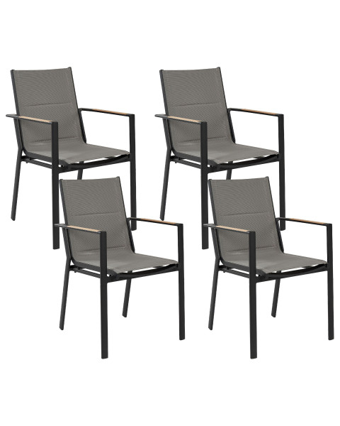Zestaw 4  krzeseł czarny aluminium ogród