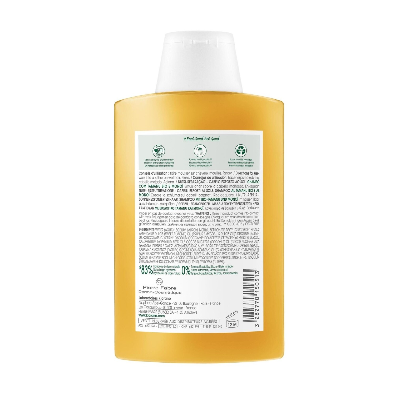 Klorane Shampoing au Tamanu BIO et au Monoï