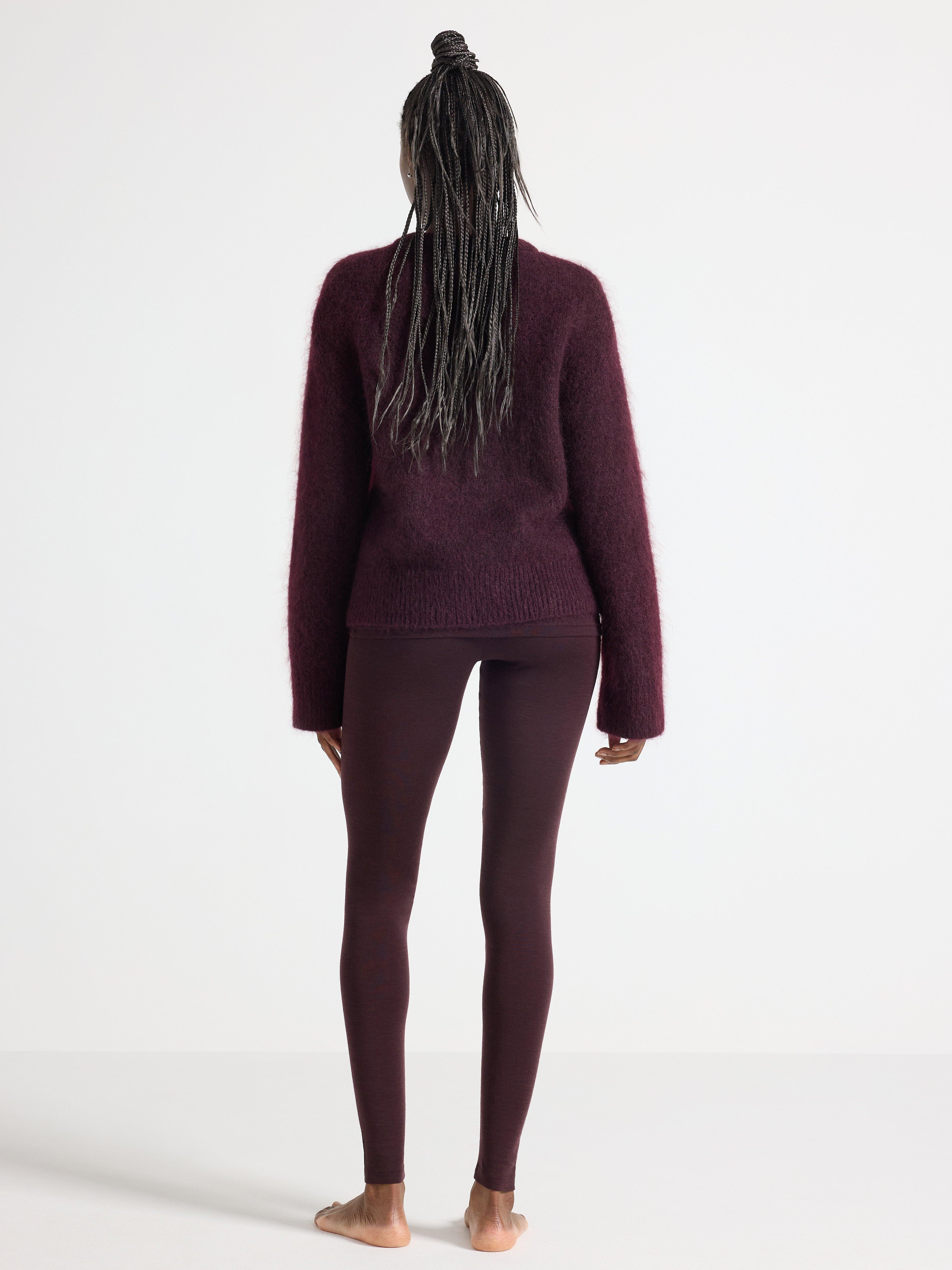 Leggings en laine mérinos rouge foncé poussiéreux