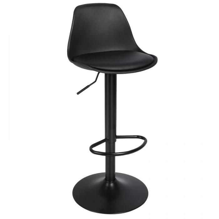 VARIVIDA 2-teiliger Barhocker aus PU und Metall, Tresenstuhl (Schwarz)