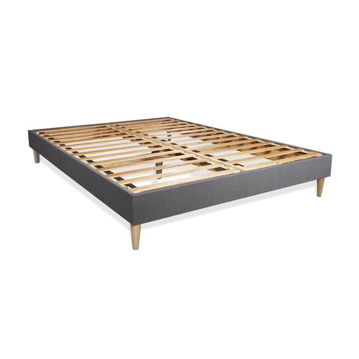 Ensemble sommier matelas 180x200 Memo spring Ressorts ensachés et mémoire de forme - 22 cm - Ferme - sommier kit gris