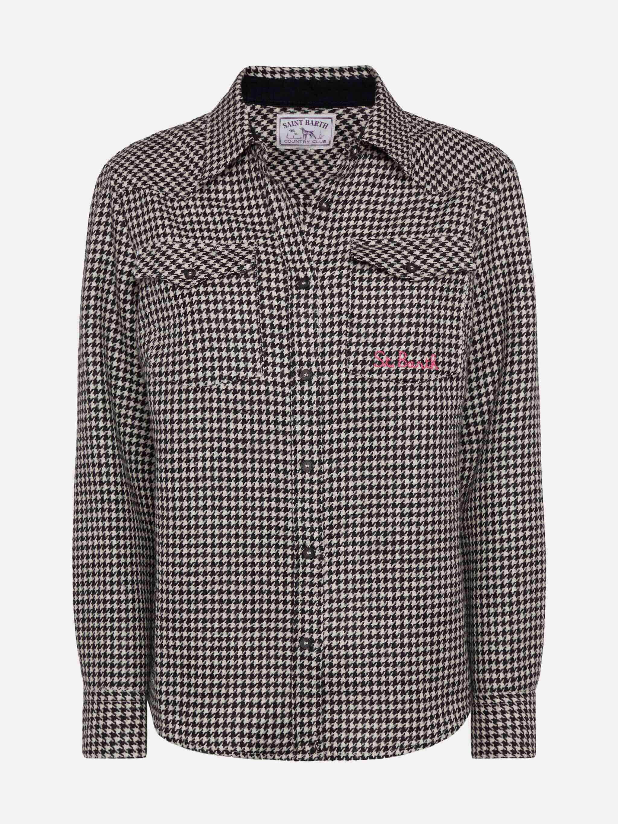 Camisa de lana de ciervo con estampado de pata de gallina