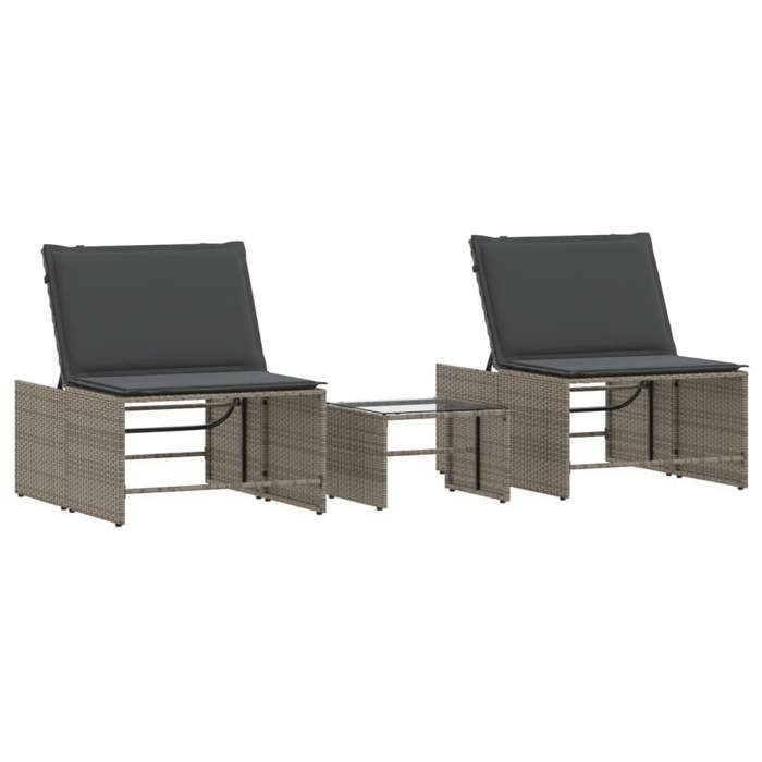Set di 2 lettini prendisole modulari vidaXL con tavolino, lettino, sedia da giardino, seduta per esterni, 368424