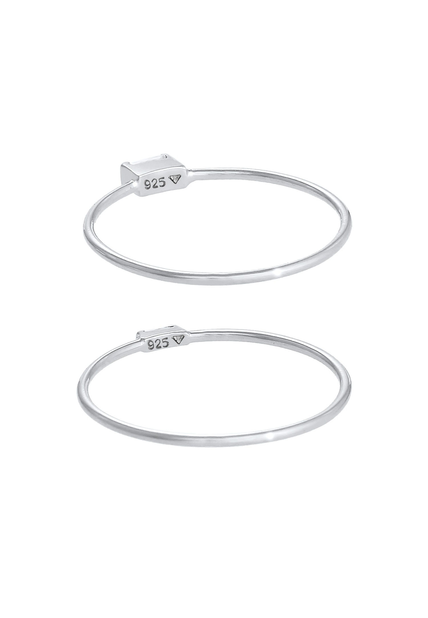 Elli Bague à empiler pour dames en filigrane minimal avec pierres de zircone en argent sterling 925 plaqué or