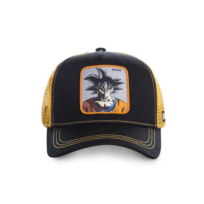 Capslab Dragon Ball Z Goku jongens truckerpet - Stevig mesh - Zwart | Grijs | Oranje | Grijs - Afgeronde klep - JUNIOR