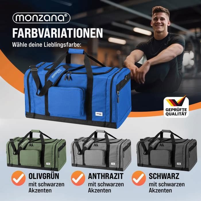 Sac de voyage MONZANA® Sac de Sport Bleu 90L Fitness Football Transport Bandoulière amovible Réglable Weekender Duffelbag