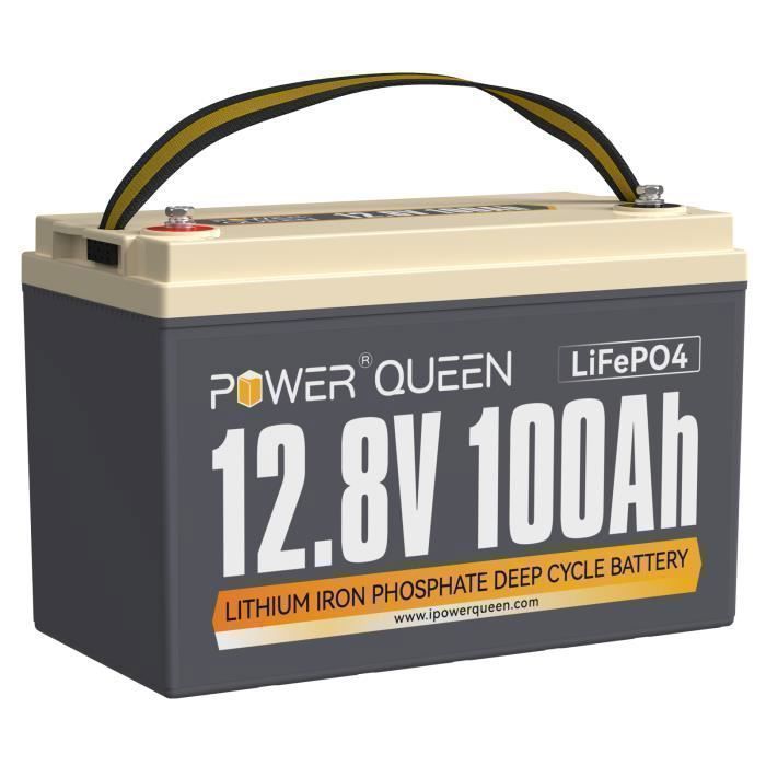 Power Queen Lithium LiFePO4-accu - 12V 100Ah - 1280Wh - BMS100A - 4000~15000 laadcycli voor campers en zonne-energiesystemen