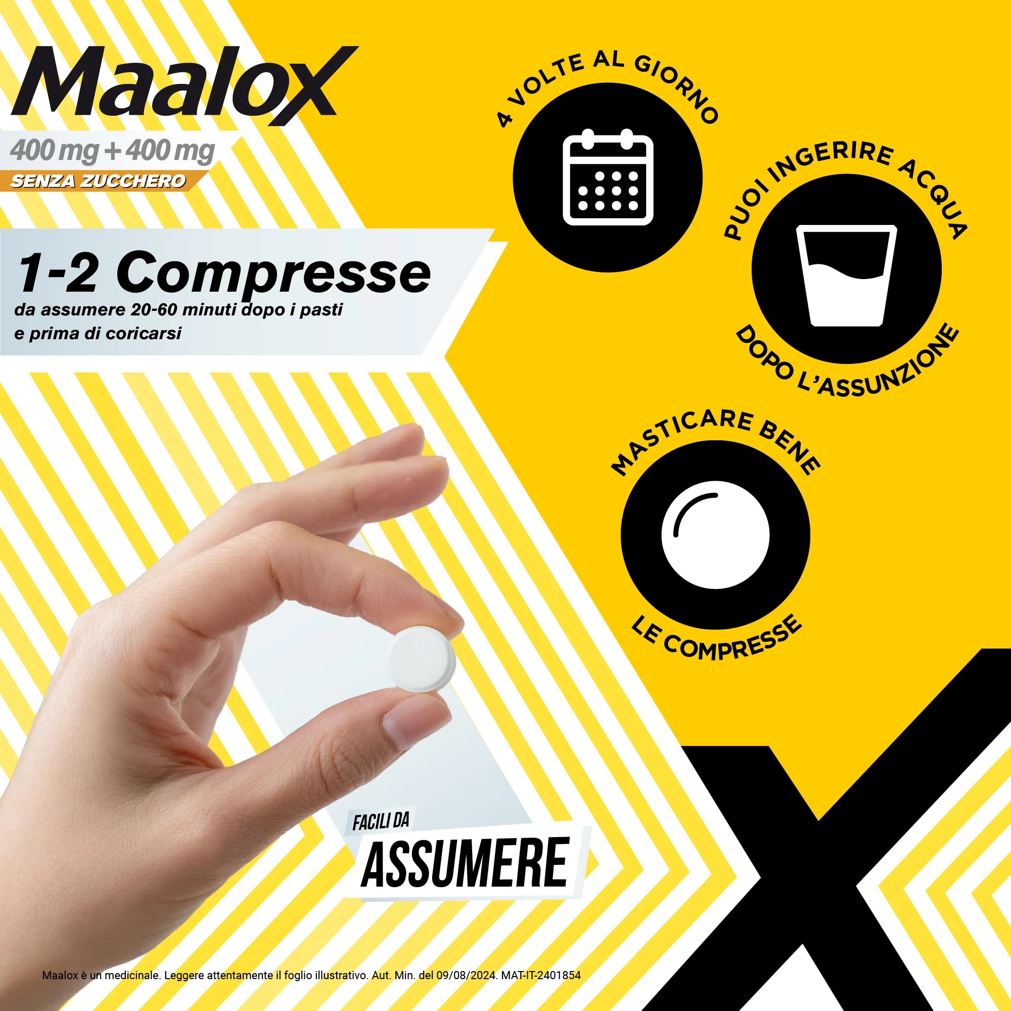 MAALOX Maalox sans sucre, 30 comprimés antiacides à croquer, saveur citron