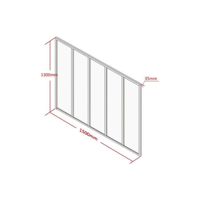 Techo de cristal de aluminio con recubrimiento en polvo, estilo taller - 150x130 cm - Blanco - BAYVIEW