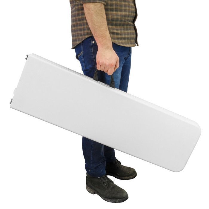 2 witte opklapbare banken - Opklapbare tuinbanken - Opklapbare campingbanken - 182x28x43cm - Met handvat