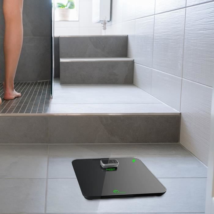 Báscula de baño LITTLE BALANCE 8276 Kinetic Premium, sin pilas, recargable mediante botón, 180 kg / 100 g, negra.