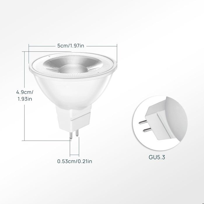 Lampadina LED - Lampadine LED - Faretto LED - GU5.3 MR16 12V - 5W - Bianco caldo 3000K - 500LM - 5 pezzi